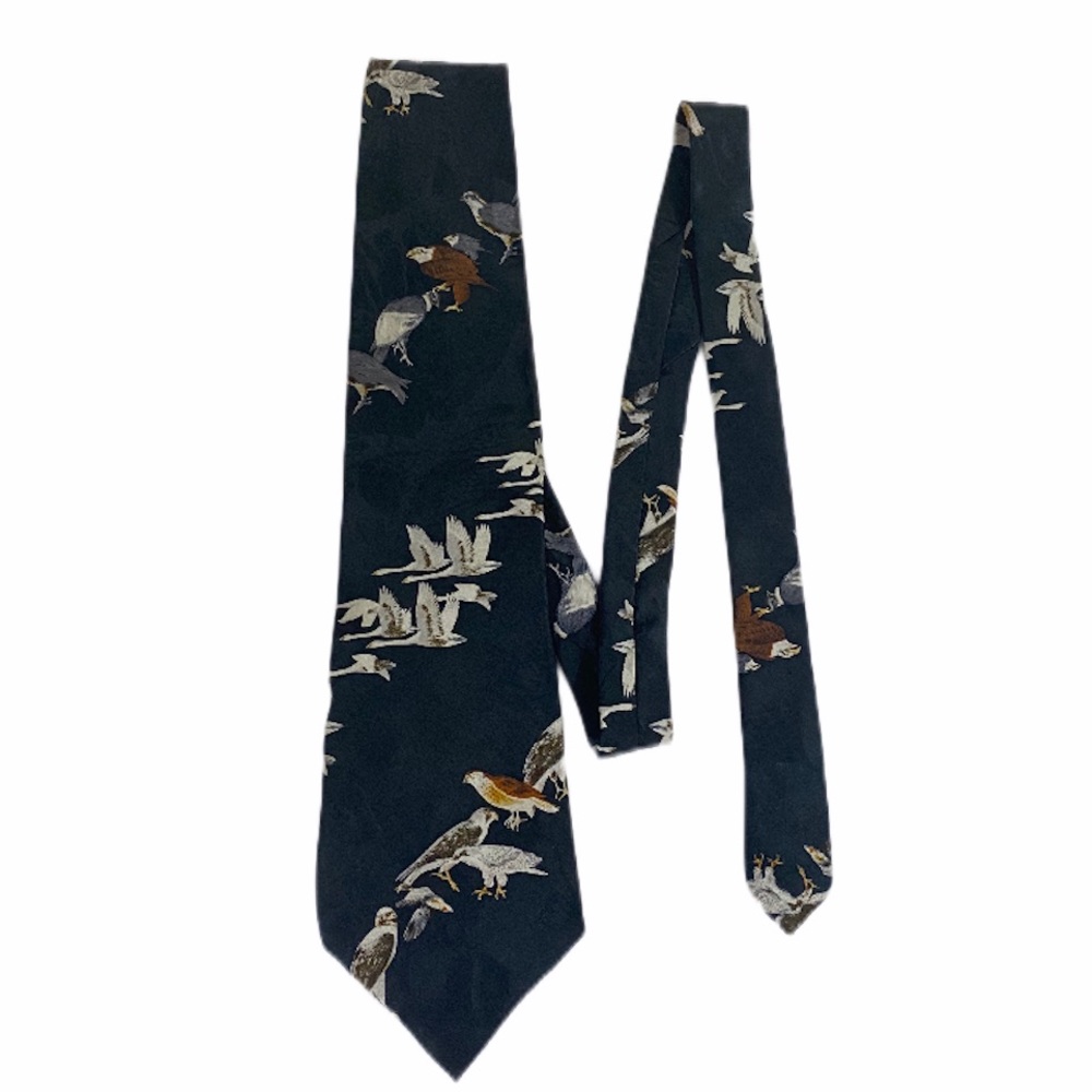 Endangered Species Bird Print Black Tie